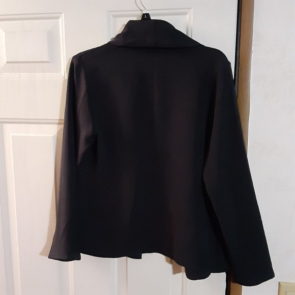 Eileen Fisher Women's Black Silk Open Front Cardigan Jacket Size M 78121 - Picture 2 of 6